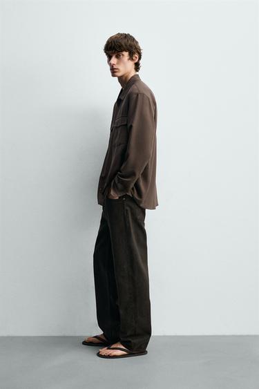 RELAXED FIT FLOWING SHIRT - Brown by Zara - Image 3