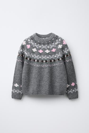 JACQUARD KNIT SWEATER - Grey by Zara - Image 0