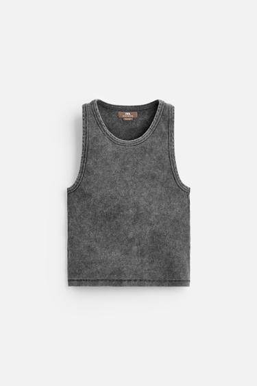 RIBBED TANK TOP - LIMITED EDITION - Dark anthracite by Zara