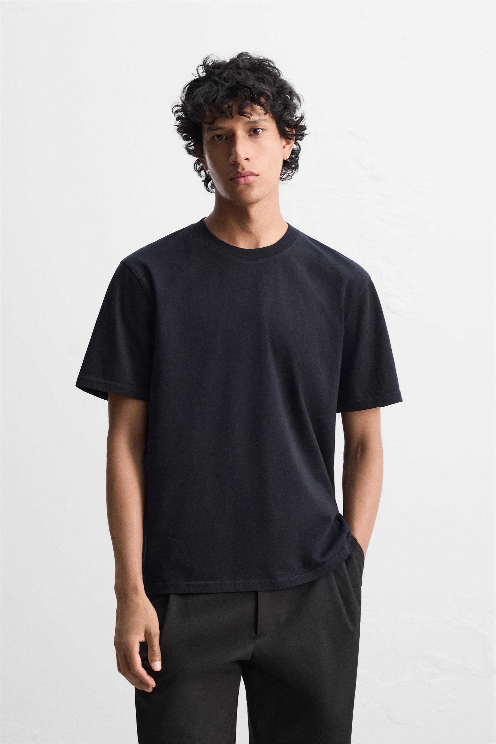 スリムフィットミディアムウェイトTシャツ - ネイビーブルー スリムフィットミディアムウェイトTシャツ - ネイビーブルー