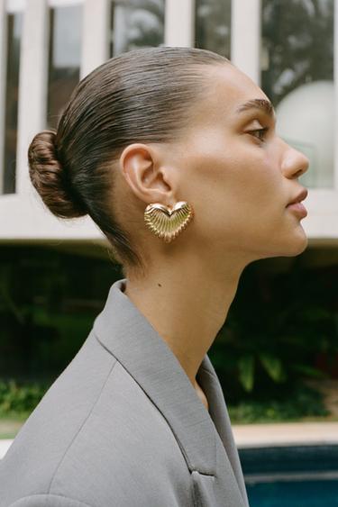 HEART EARRINGS - Golden by Zara - Image 0