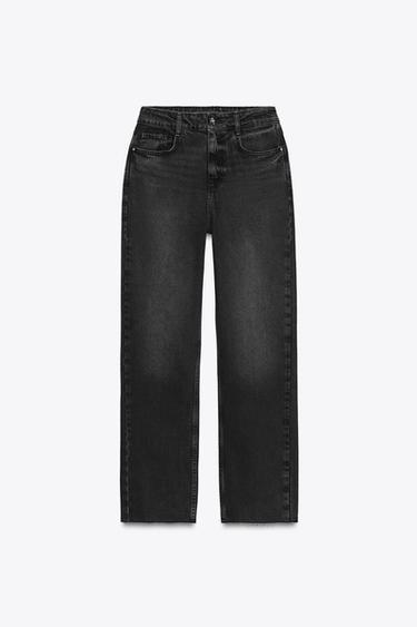 JEANS Z.02 STRAIGHT ANKLE 하이웨이스트 - Zara 블랙