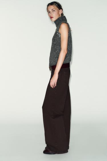 TOP AVEC LAINE ET BIJOUX FANTAISIE - Gris anthracite de Zara - Image 1