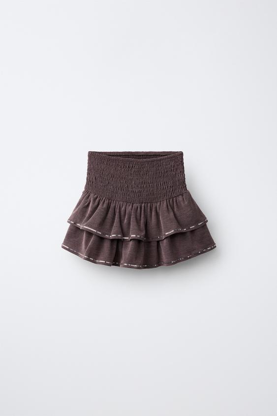 FALDA VOLANTES LENTEJUELAS - Berenjena de Zara - Imagen 0