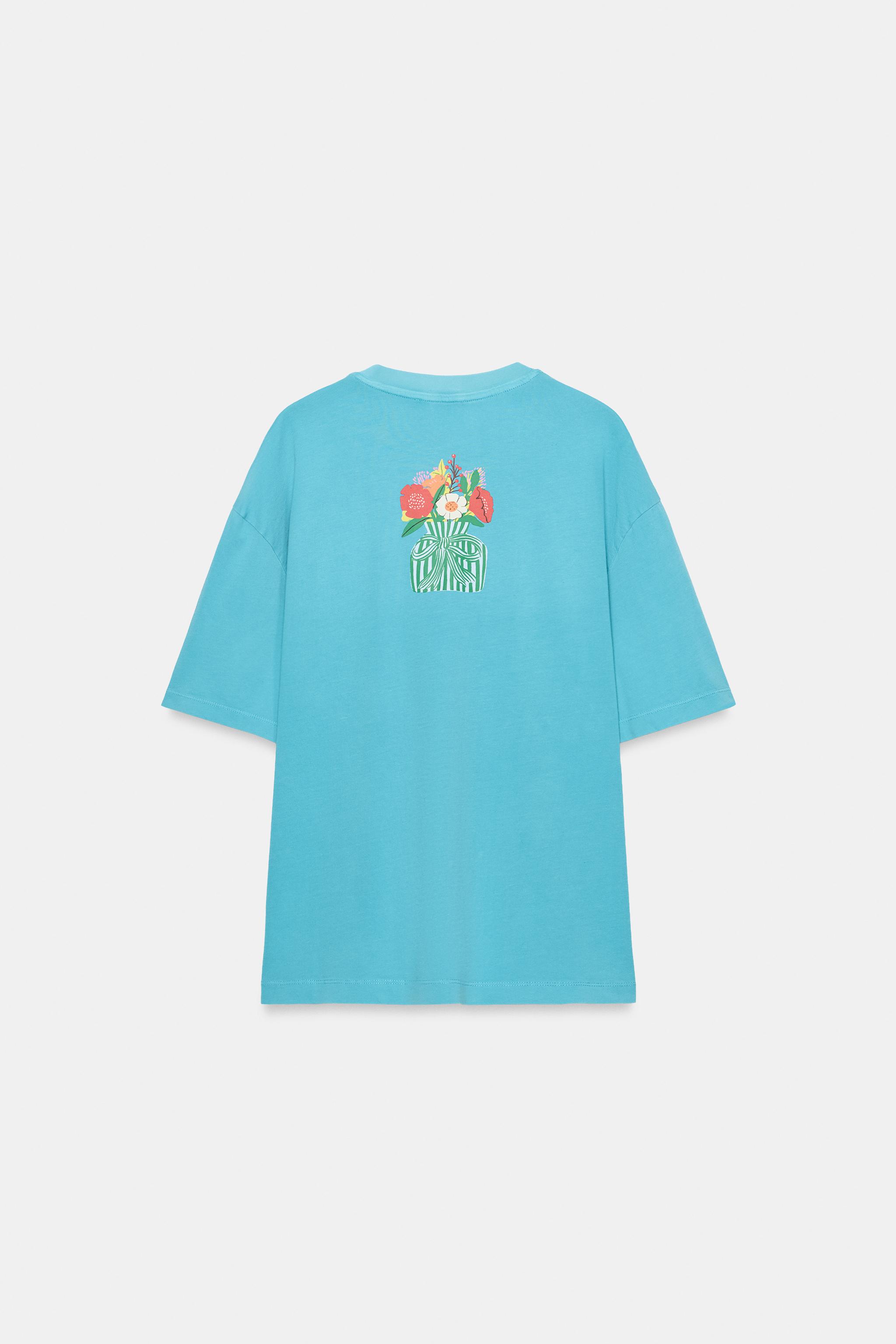 PHILIPPA COULES WASHED-EFFECT T-SHIRT — Blue