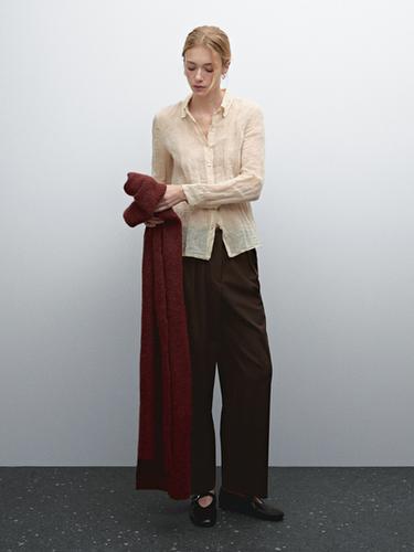 Chemisier texturé en coton mélangé - Blanc cassé de Zara - Image 0
