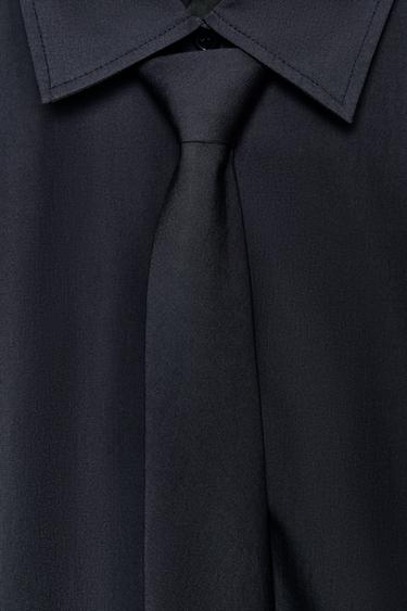 ZW COLLECTION POPLIN SHIRT WITH TIE - Navy blue by Zara - Image 6