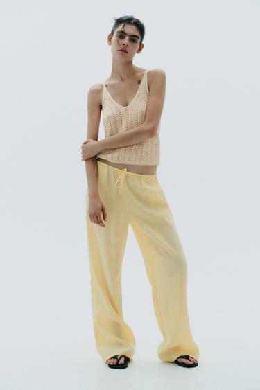 Zara POINTELLE KNIT TOP - Light beige - Image 0