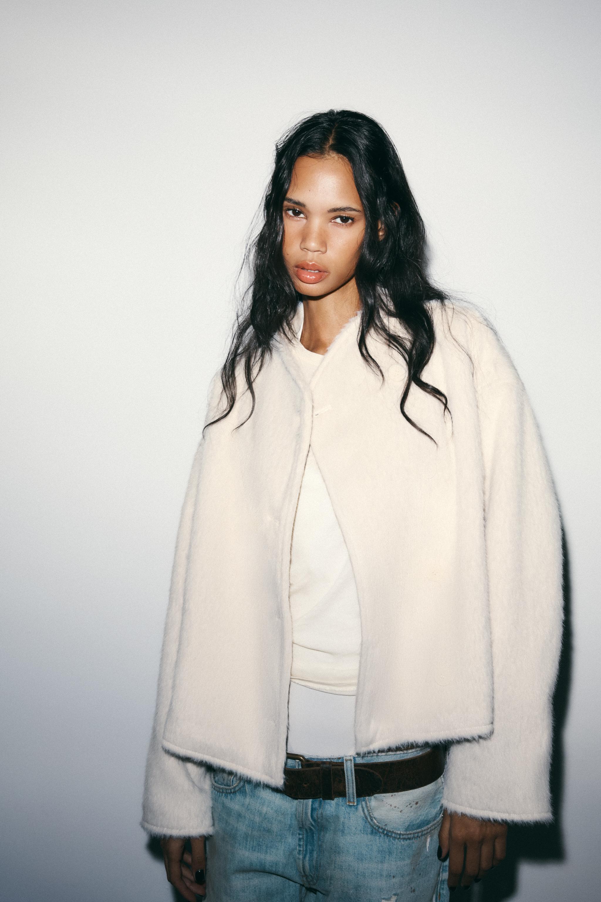 CROSSOVER FAUX FUR JACKET - Ecru | ZARA United States