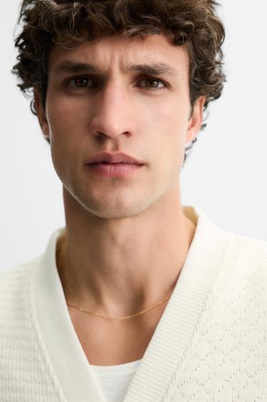 COMBINED JACQUARD CARDIGAN - Ecru by Zara