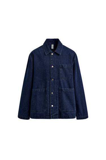 RELAXED FIT DENIM JACKET WITH POCKETS - Blue by Zara