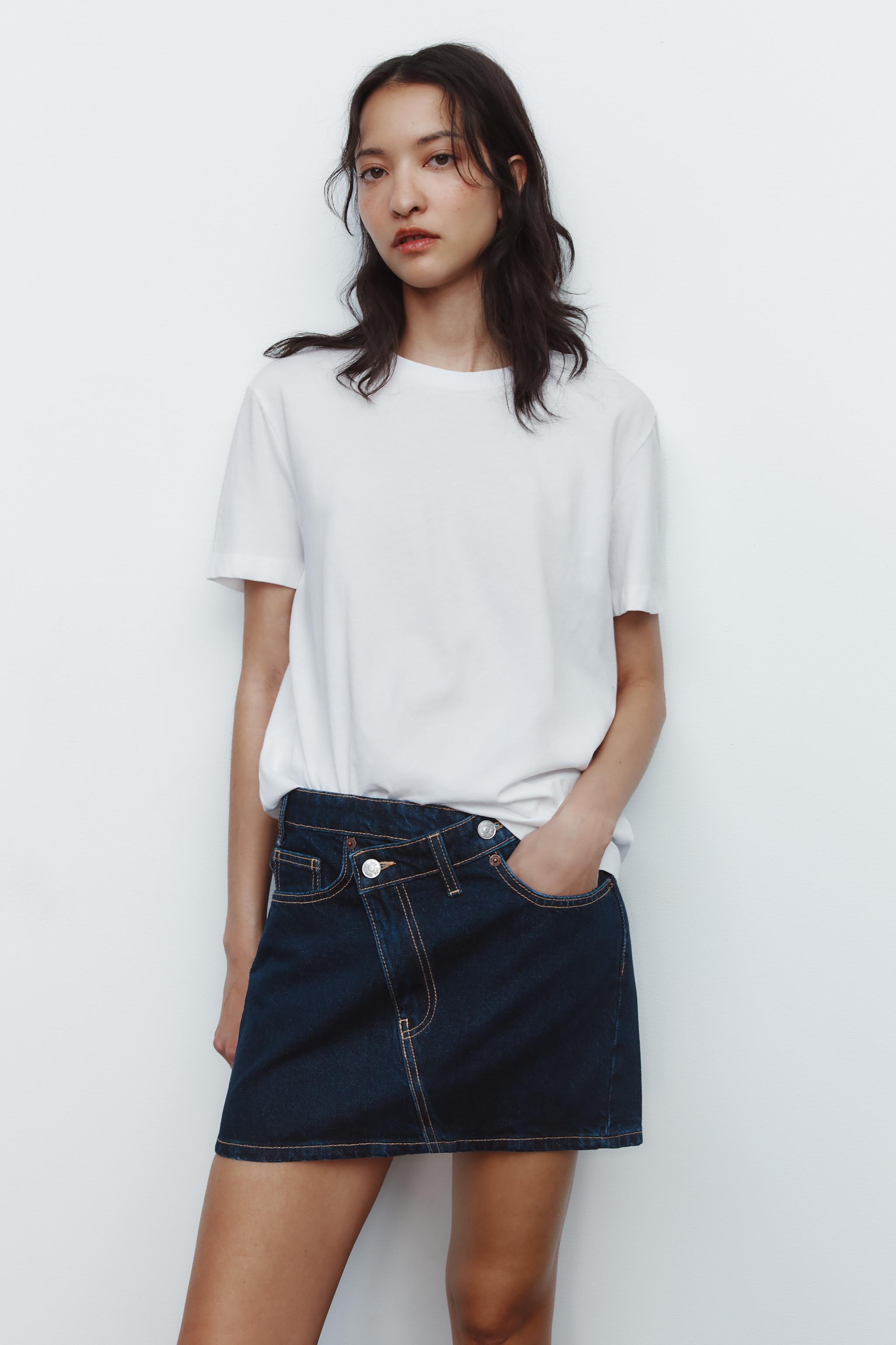 TRF CROSS-WAIST DENIM SKIRT - Dark indigo | ZARA United States TRF CROSS-WAIST DENIM SKIRT - Dark indigo | ZARA United States