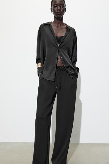 FLOWING PYJAMA-STYLE TROUSERS - Black by Zara - Image 4