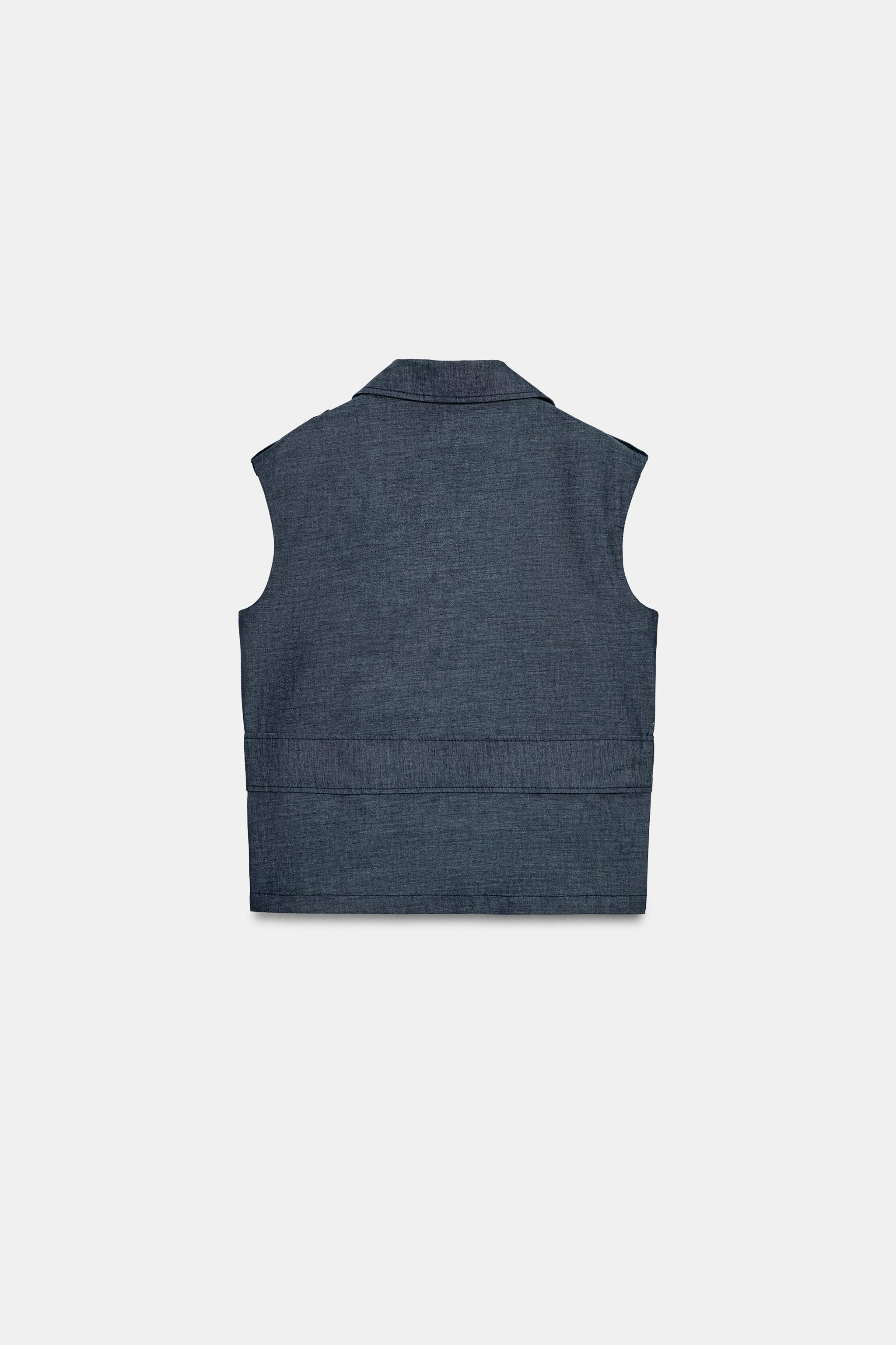 Женские жилеты Zara BELTED LINEN VEST — фото 9