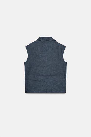 GILET CEINTURÉ EN LIN - Indigo de Zara - Image 8
