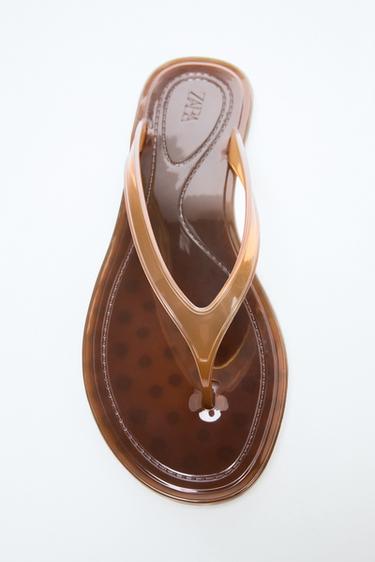 Zara JELLY THONG SANDALS - Brown