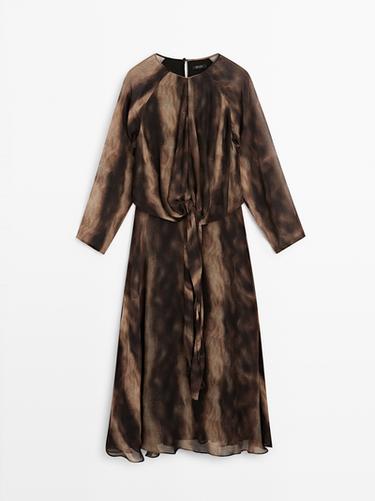 Zara Flowing animal print dress - Earth