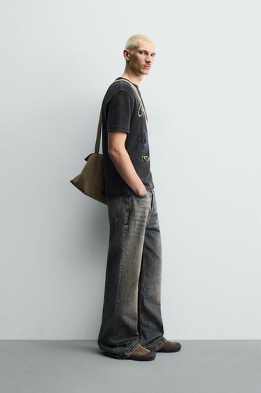 WASHED PRINT KNIT T-SHIRT - Black by Zara - Image 3