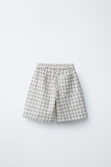 PUKAS SURF SEERSUCKER CHECK BERMUDA SHORTS - Ecru / Black by Zara - Image 1