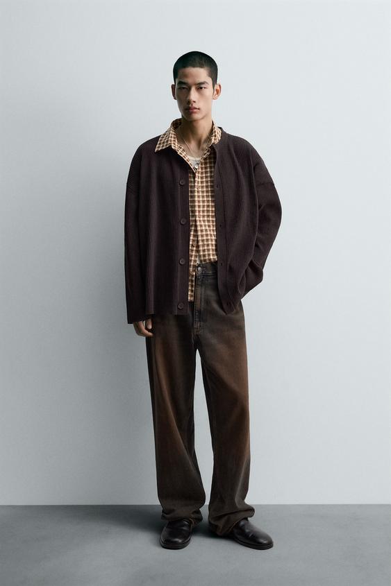 CARDIGAN COM TEXTURA ESTRUTURADA - Chocolate da Zara - Imagem 0