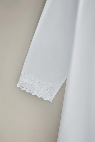 CHEMISE DE NUIT COTON DÉTAILS BRODÉS - Blanc de Zara - Image 2