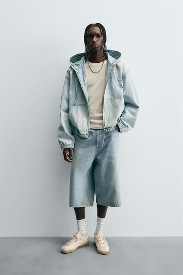 WASHED HOODED JACKET - Light blue by Zara - Image 0