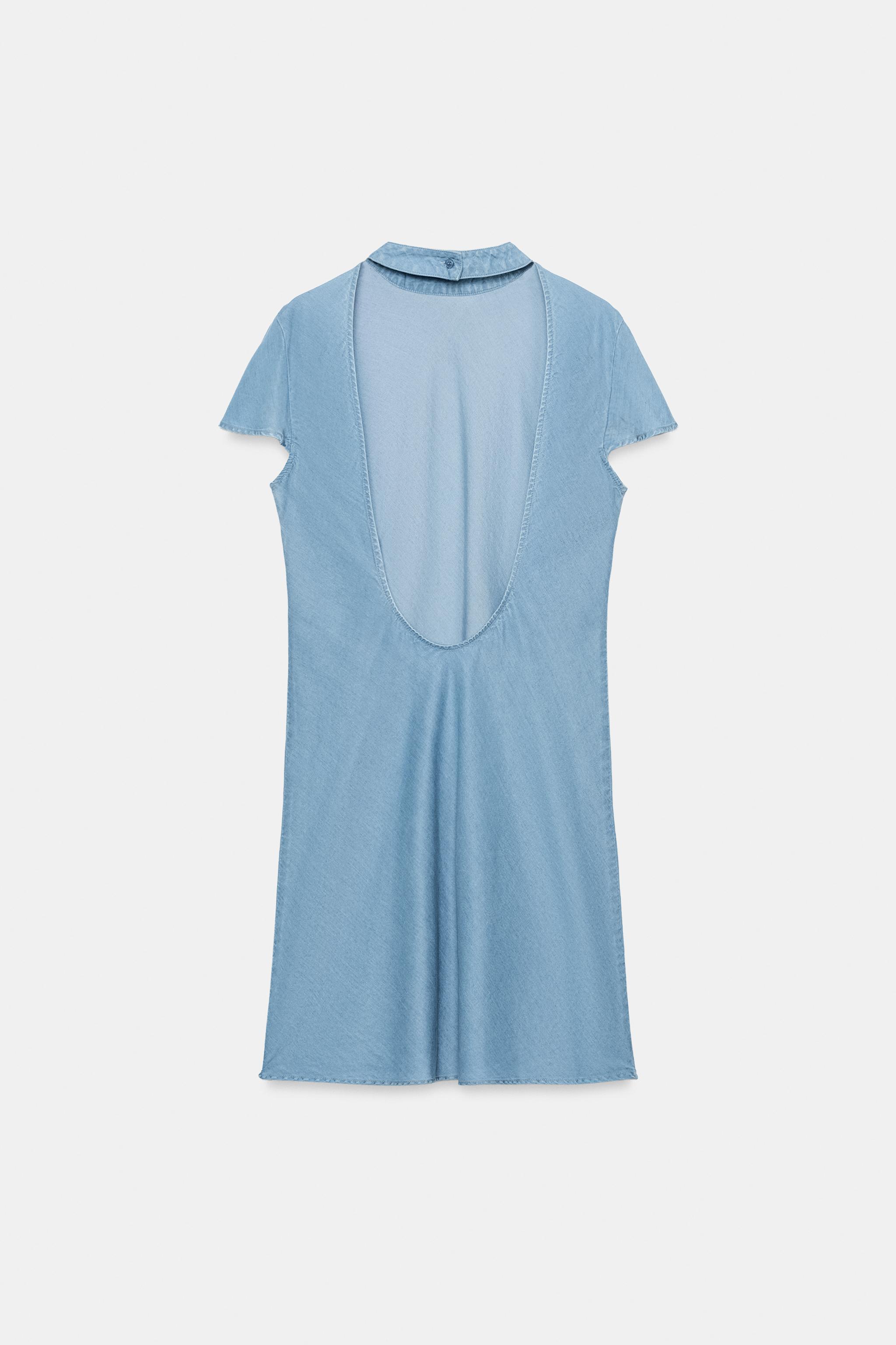 OPEN BACK MINI DRESS - Light blue | ZARA United States OPEN BACK MINI DRESS - Light blue | ZARA United States