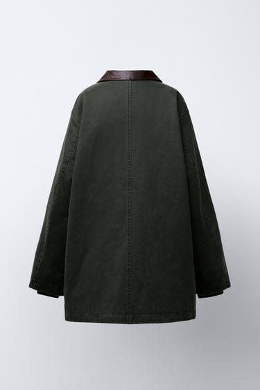 LONG WAXED JACKET - Mid-green by Zara - Image 4