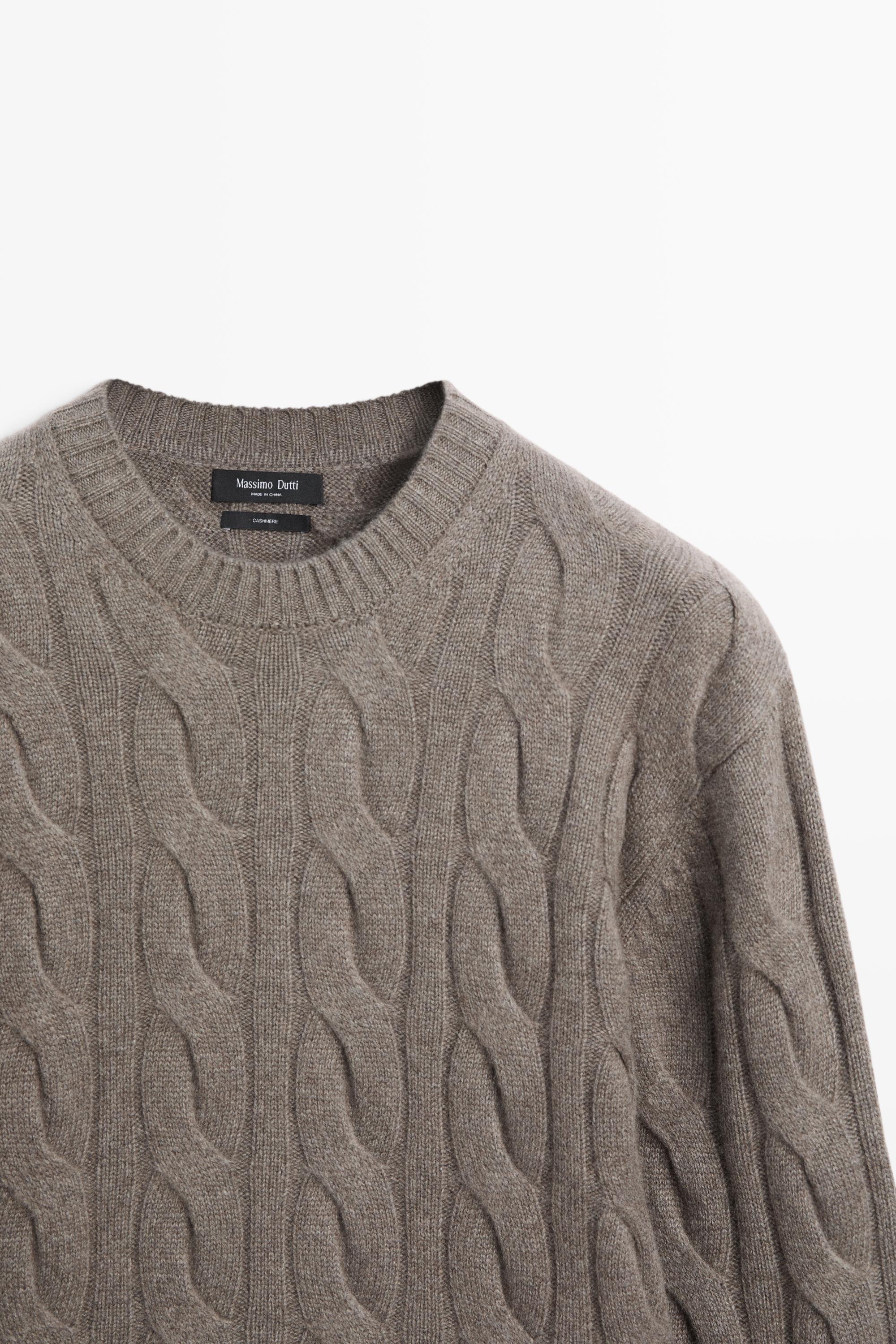 100% cashmere cable knit sweater