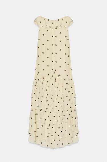 ASYMMETRIC POLKA DOT DRESS - Ecru / Black by Zara - Image 3