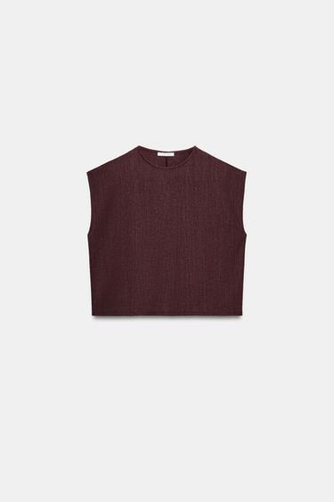 RUSTIC SLEEVELESS TOP - Burgundy by Zara - Image 3