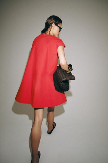 ROBE COURTE POPELINE ZW COLLECTION - Rouge de Zara - Image 2