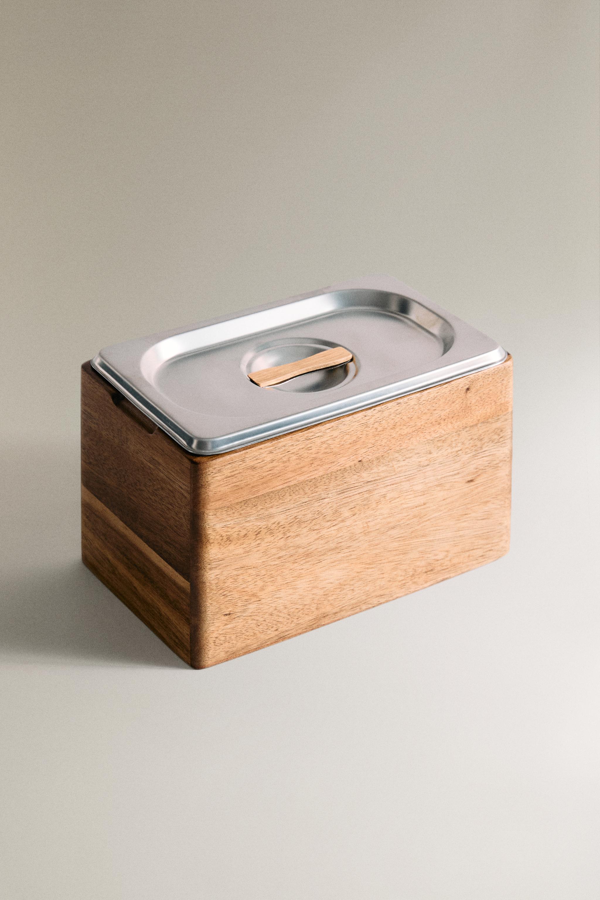 STEEL WOODEN ICE CREAM CONTAINER — Brown