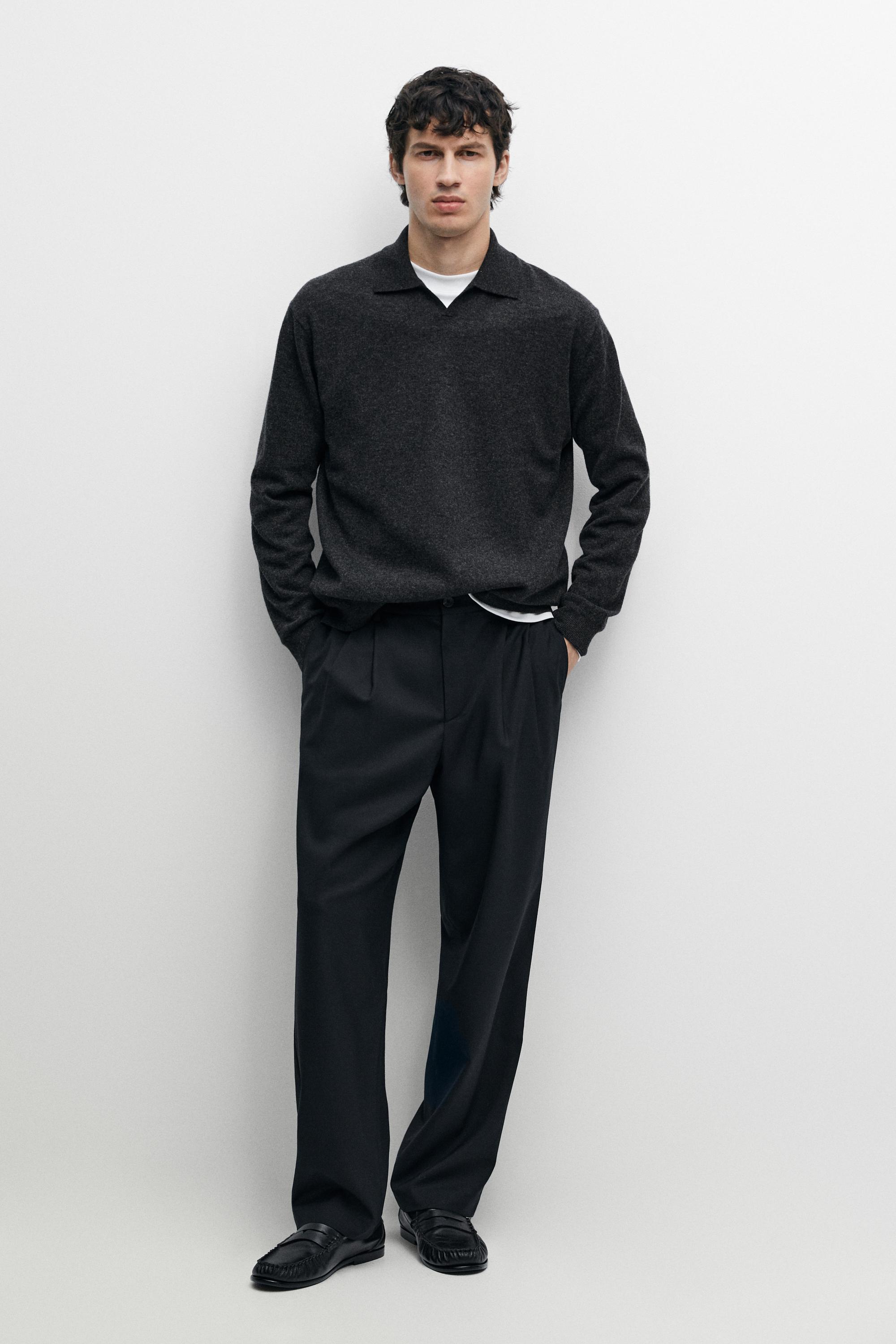 100% wool knit polo sweater