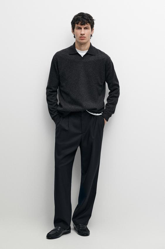 Zara 100% wool knit polo sweater -  - Image 0