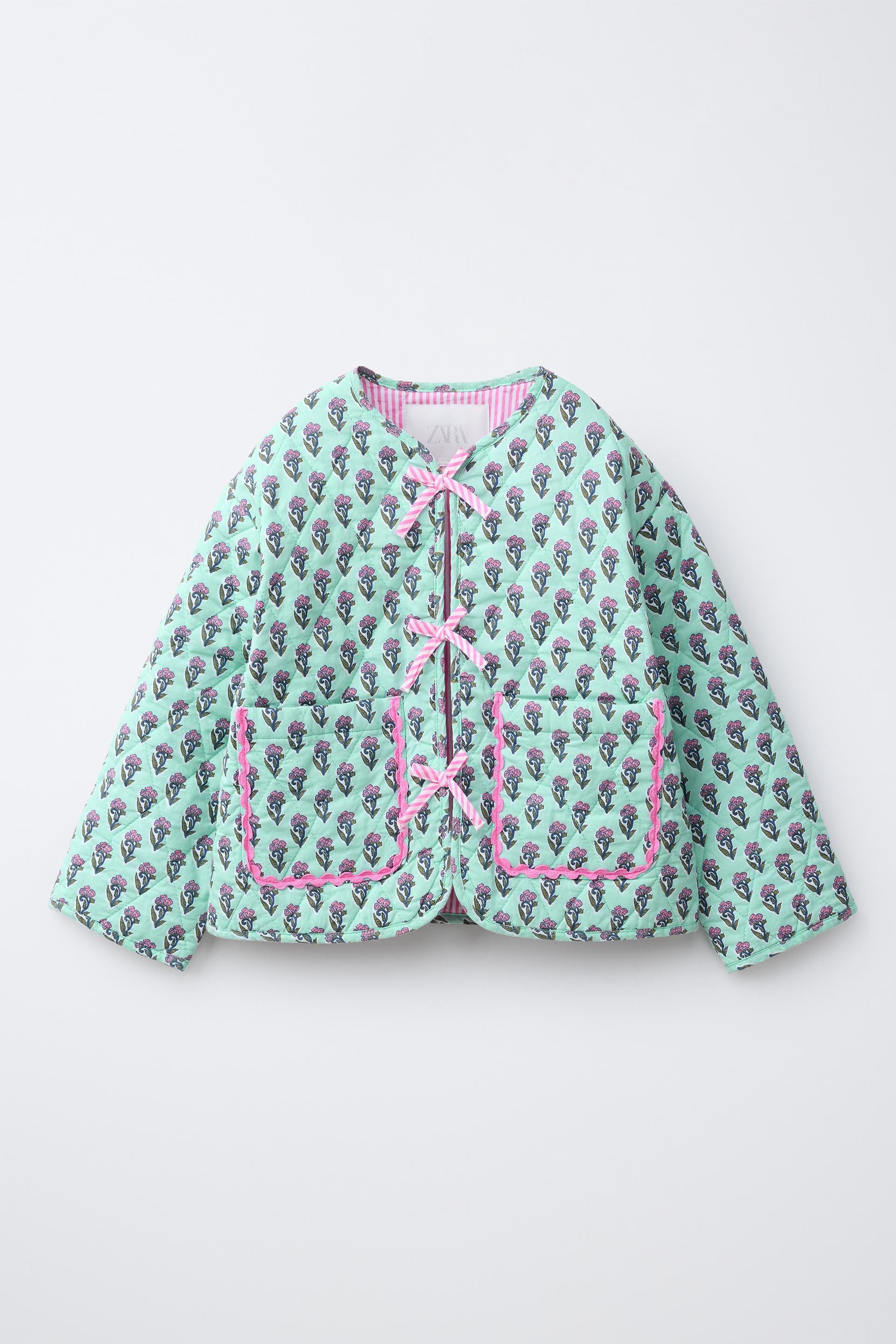 Quilted Jacket With Floral Bows