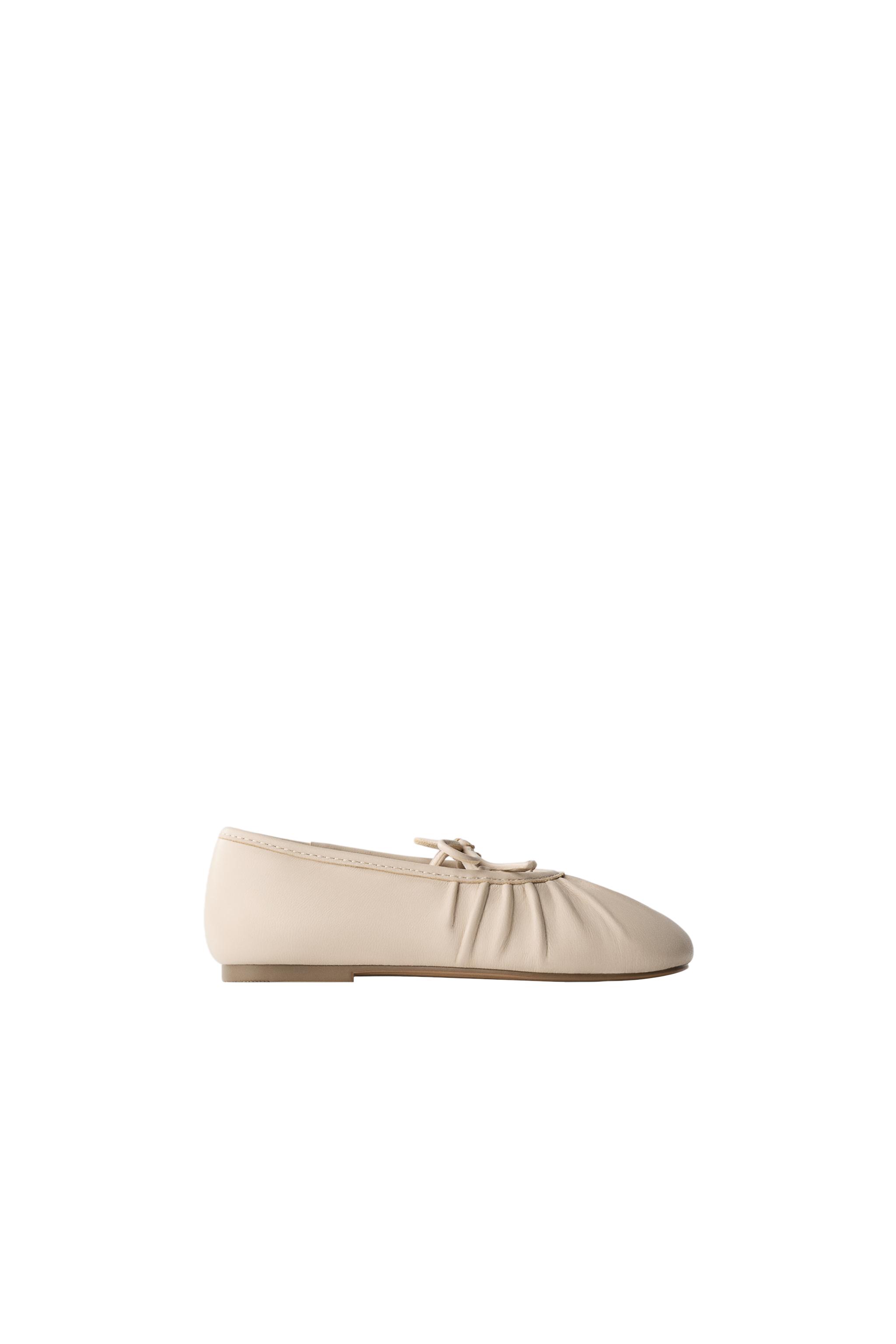 センソユニコt.b♪山羊革フリルバレエシューズ♪24cm♪ベージュ レザーバレエシューズ - サンドブラウン | ZARA Japan / 日本