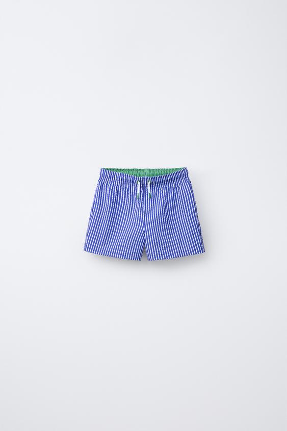 1-6 ANS/ BERMUDA DE BAIN EN SEERSUCKER - Bleu de Zara - Image 0