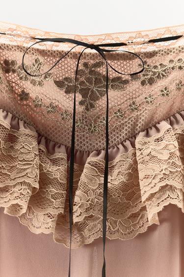 EMBROIDERED DRESS WITH CONTRAST BOW - Pastel pink by Zara - Image 5