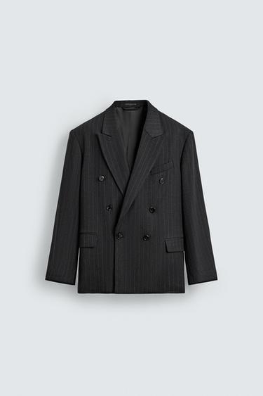 BLAZER CRUZADA TRAJE RAYAS - rayas de Zara