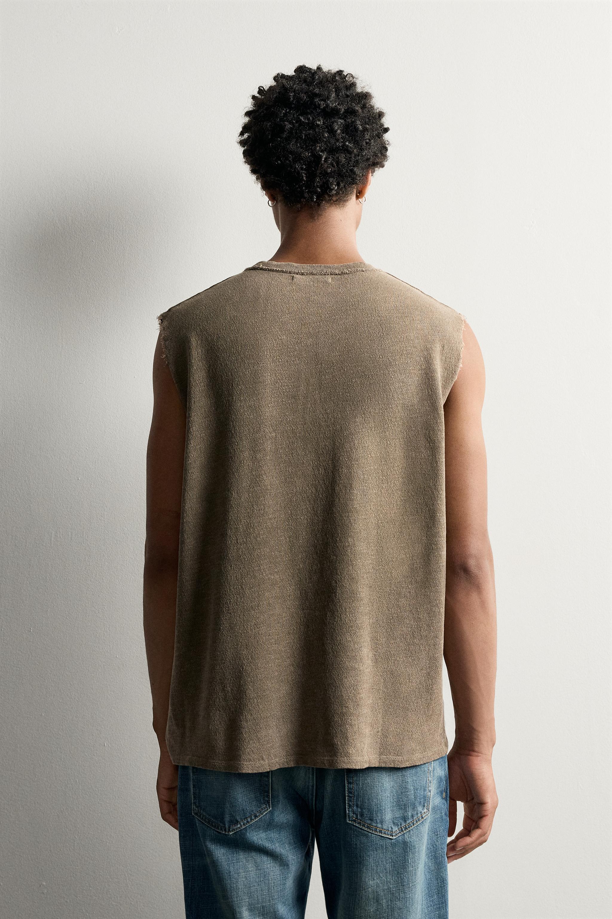 Мужские свитеры Zara WASHED GRAPHIC KNIT TANK TOP — фото 3