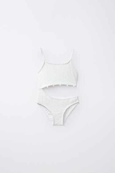 6-14 AÑOS/ BAÑADOR CROCHET CUT OUT CONCHAS - Blanco de Zara - Imagen 0