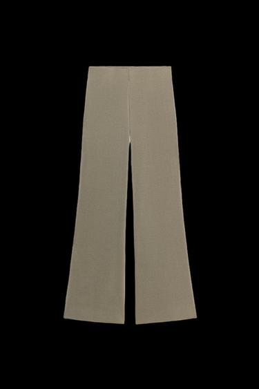 STRETCH WIDE-LEG TROUSERS - Khaki by Zara
