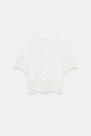 SHIRT WITH CUTWORK EMBROIDERY - White by Zara - Image 2