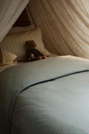 KIDS' STRIPED FLANNEL DUVET COVER - Blue by Zara