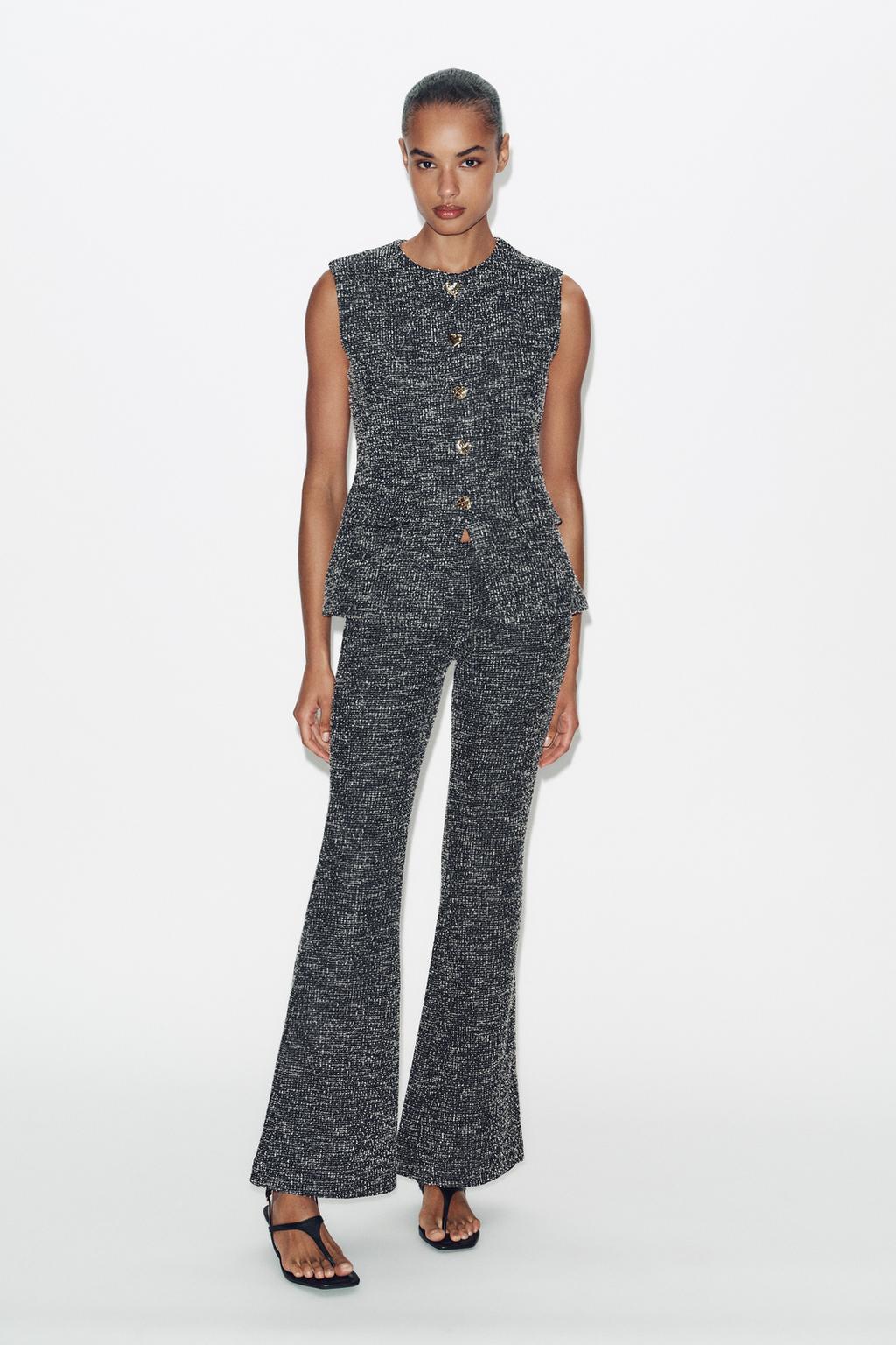TEXTURED FLARE PANTS