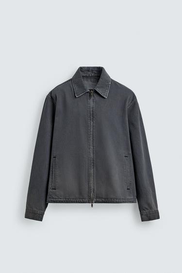 Zaras DENIMJACKA REGULAR FIT MED DRAGKEDJA - Mörk indigo