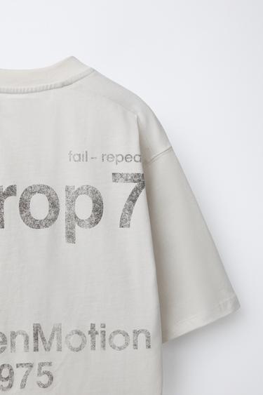 FADED-EFFECT SLOGAN T-SHIRT - Ecru by Zara - Image 3