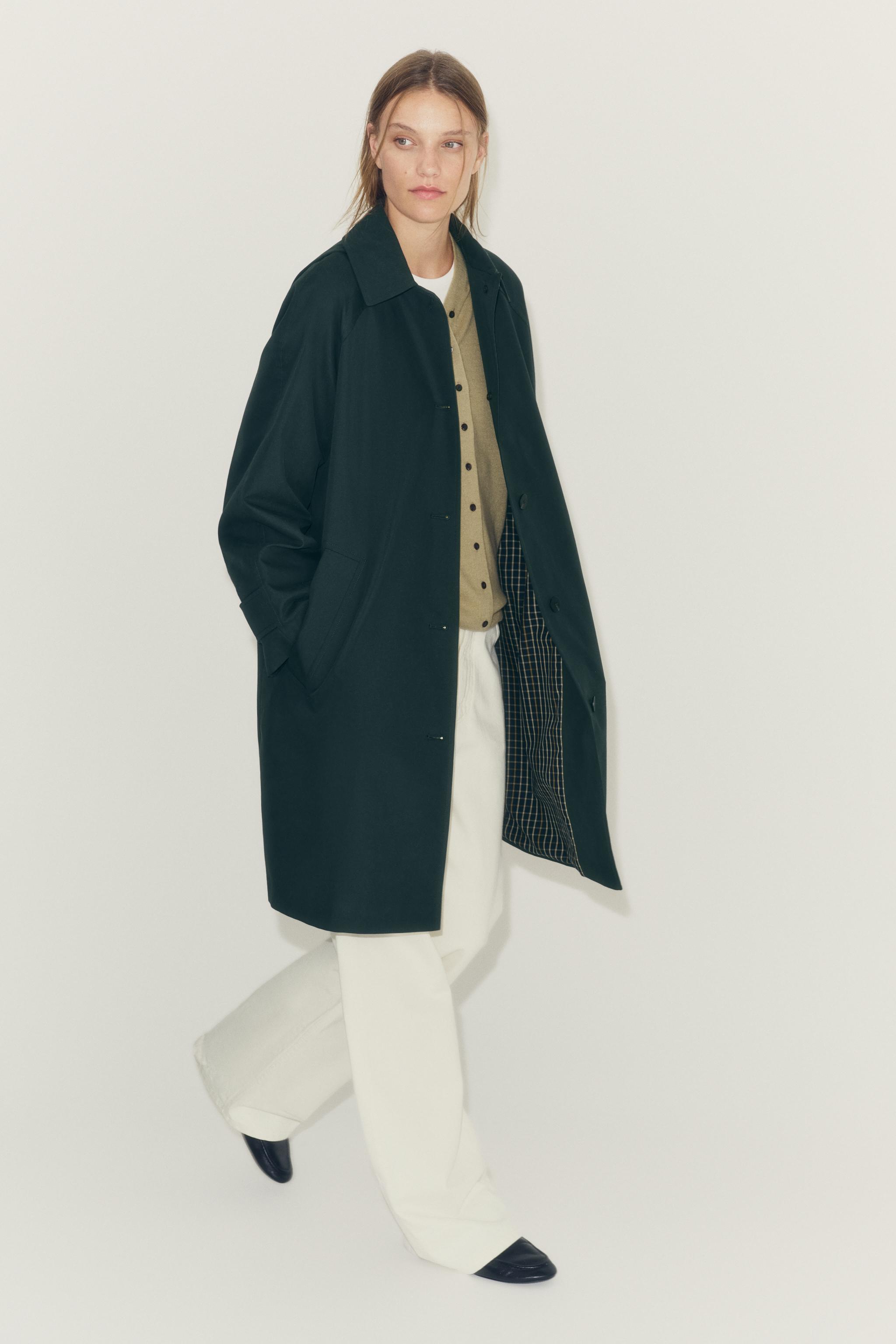 ZW COLLECTION ミディトレンチコート - グレーグリーン | ZARA Japan