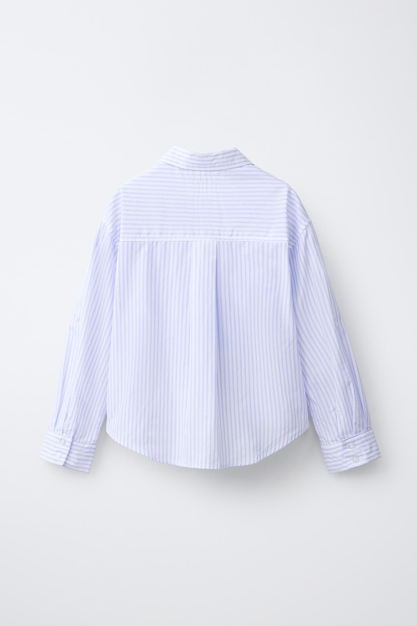 Детские комплекты Zara Striped Shirt and Embroidered Rib T-SHIRT SET, цвет: Синий — фото 2